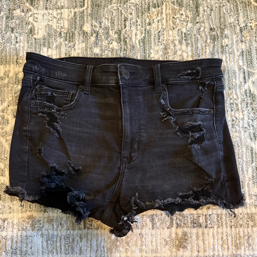 American Eagle Outfitters Black Distressed Jean Shorts